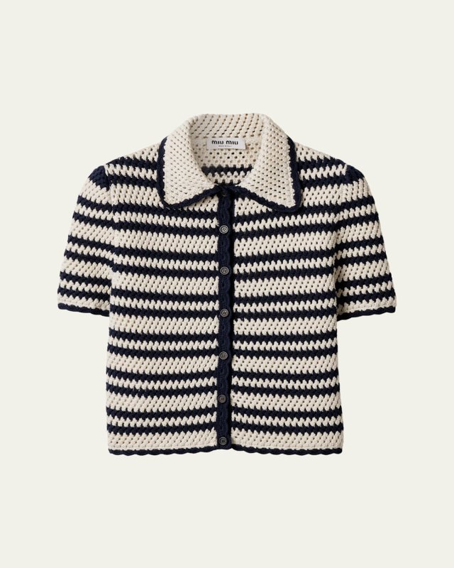 Cotton Crochet Short-Sleeve Cardigan